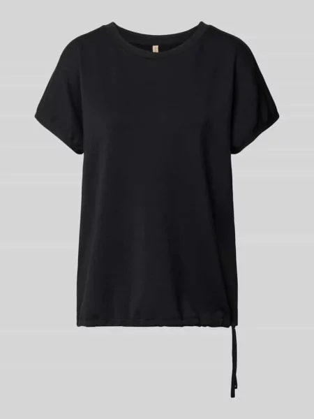 T-shirt z mieszanka moheru z okrągły dekolt model BANU' Soyaconcept czarna