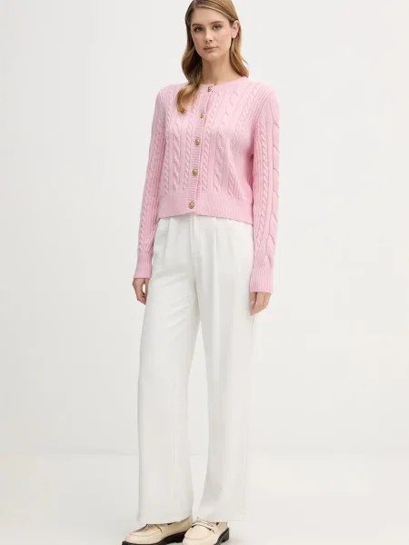 Barbour kardigan wełniany Elina różowy