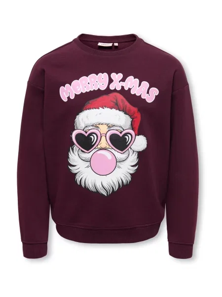 ONLY GIRLS Sweater majica KOGXMAS DITTE roza / vina / crna bijela