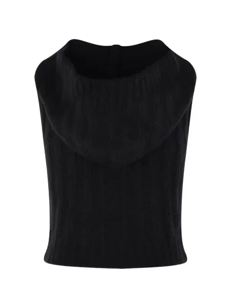 Плетен топ Rick Owens с качулка черно