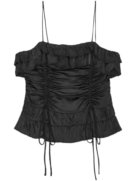 Top Ganni drapat negru
