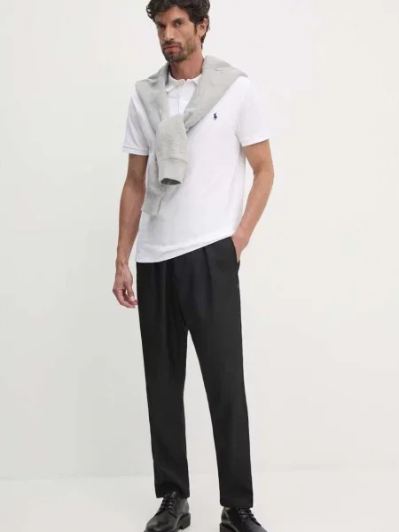 Меланжевое поло Polo Ralph Lauren белое