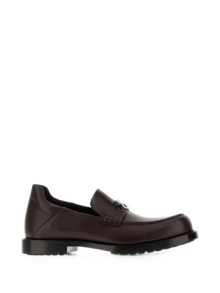 Pantofi loafer Balenciaga din piele cu autograf maro