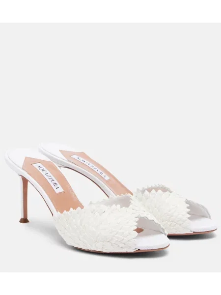 Papuci tip mules Aquazzura alb