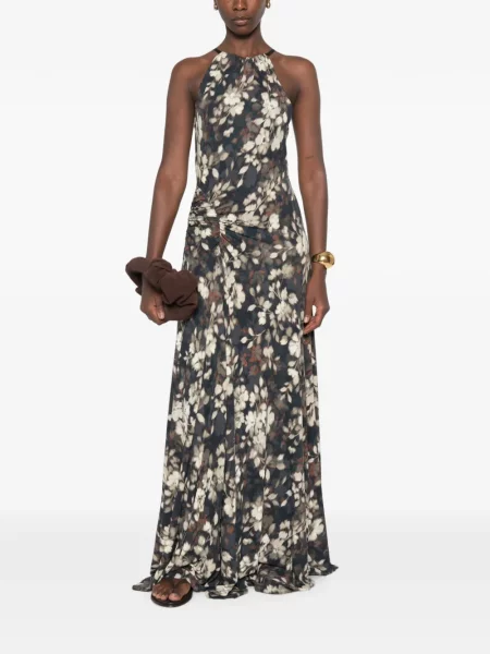 Rochie maxi Simkhai cu model floral cu imagine negru