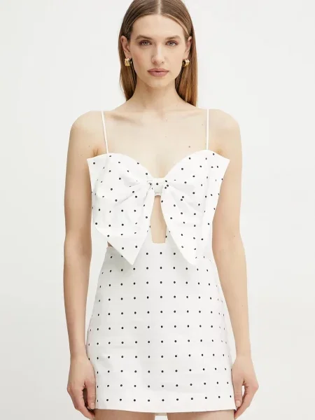 BARDOT Лятна рокля Vieda Linen Bow бял