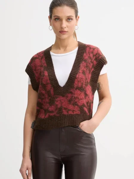 United Colors of Benetton kamizelka z domieszką moheru brązowy