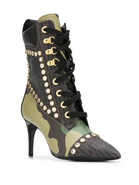 Botine Moschino cu imagine cu model camuflaj verde