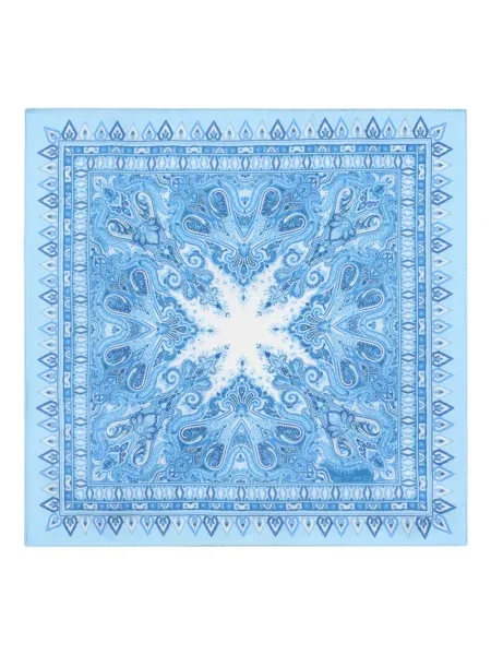Fular Etro de mătase cu model floral albastru