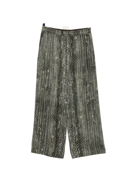 Pantaloni Ziggy Chen cu imagine cu imprimeu abstract cu cordon verde