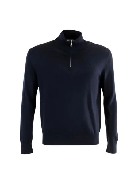 Calvin Klein Sweter Typu Troyer blau niebieski