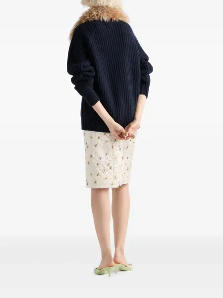 Kołnierzykowy sweter Prada prążkowany niebieski