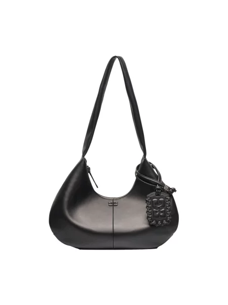 GANNI torebka skórzana Hobo Medium czarny