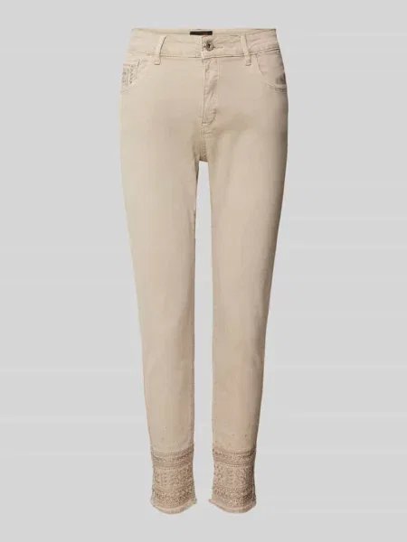 Jeansy o kroju Slim Fit z ozdobnych kamieni Miss Goodlife beżowe