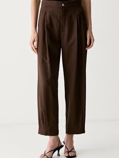 ViCOLO pantaloni carrot pentru femei cu vâscoză maro