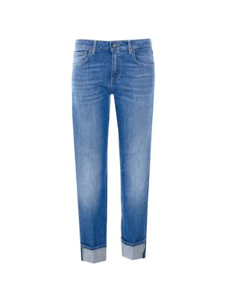 Blugi skinny Dondup skinny fit cu autograf albastru