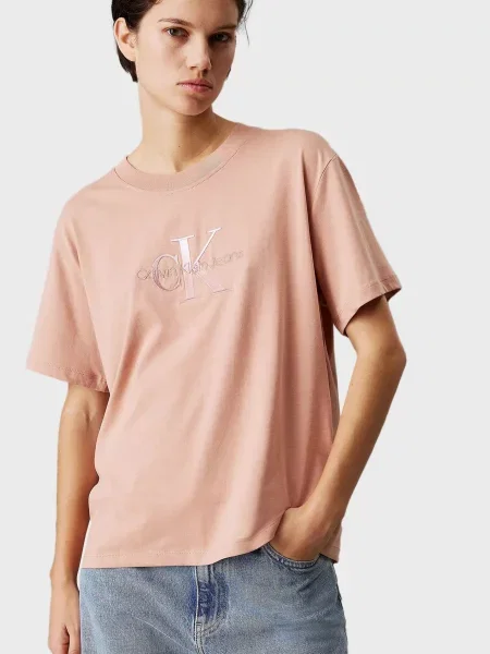 Вишита футболка Calvin Klein Jeans рожева