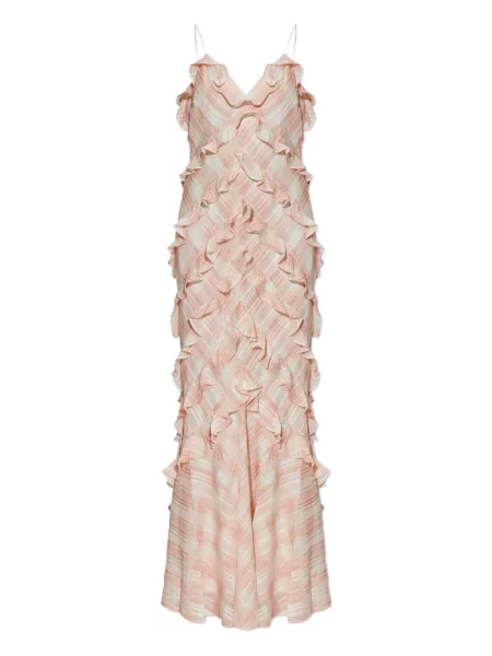 Rochie Loveshackfancy în carouri cu volane de costum roz