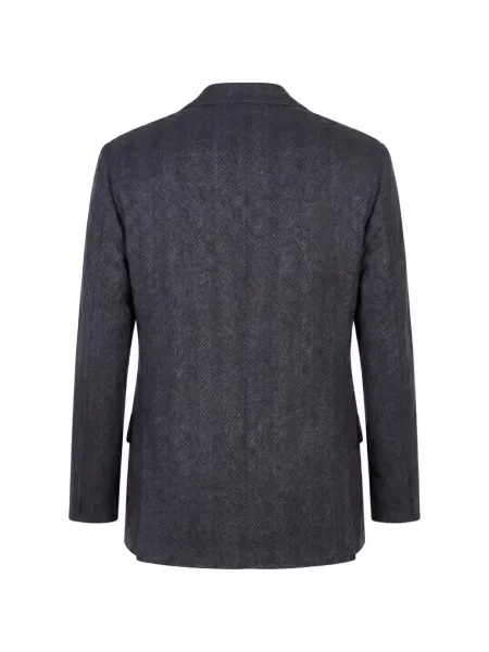 Sacou Brunello Cucinelli cu model herringbone albastru