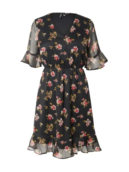 VERO MODA Obleka VMSMILLA oliva / staro roza / temno rdeča črna