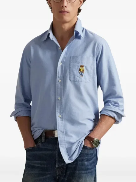 Dlouhá pruhovaná s límcem kšiltovka Polo Ralph Lauren modrá