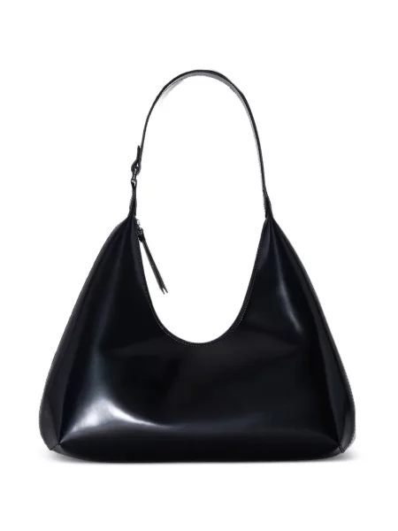 Kožená kožená taška By Far z jantaru černá