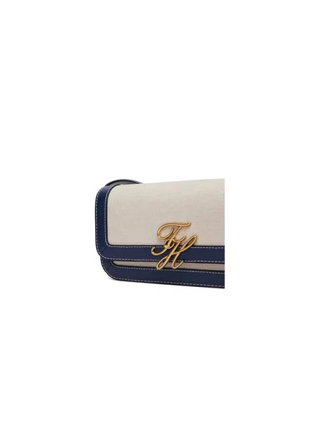 Kabelka Tommy Hilfiger Th Script Flap Crossover Canvas Krémová