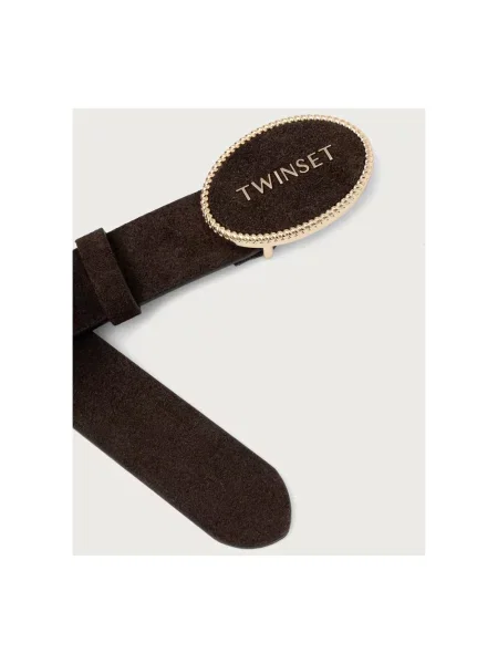 Pasek Twinset zamszowy brązowy
