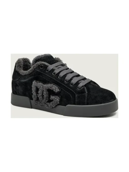 Dolce & Gabbana Teniși din piele | shearling negru