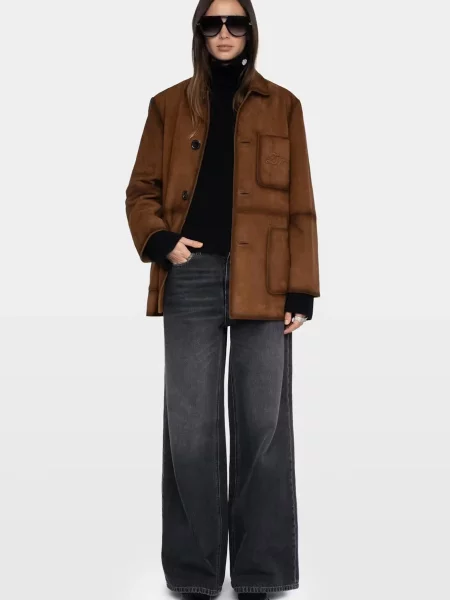 Шкіряне пальто Zadig&voltaire коричневе