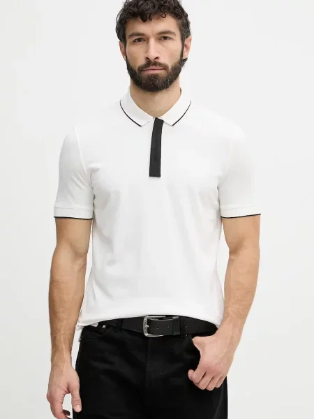 Tricou polo Armani Exchange alb