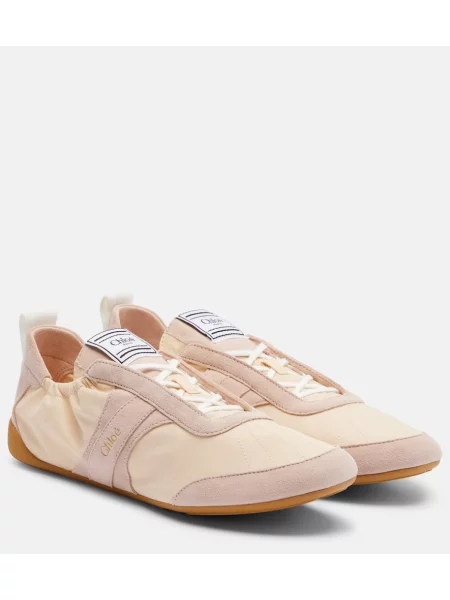 Sneakerși Chloé din piele de căprioară roz