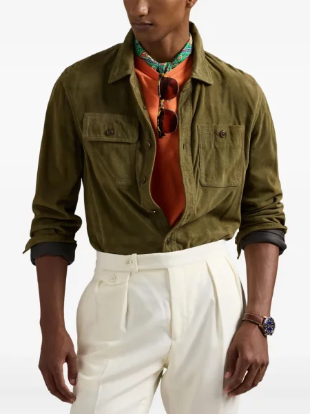 Dryžuota siuvinėta polo marškinėliai Polo Ralph Lauren izoliuoti pilka
