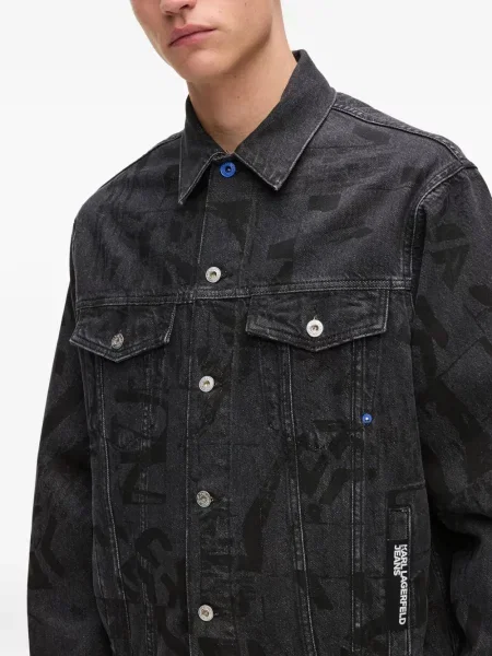 Geacă de blugi Karl Lagerfeld Jeans cu imagine negru