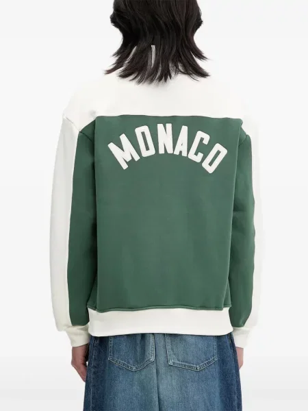 Hanorac Rhude cu broderie de jumătate de fermoar verde