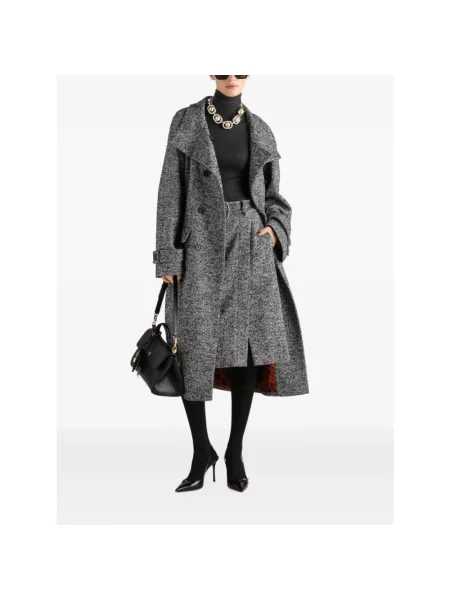 Długi płaszcz Dolce And Gabbana wełniany szary