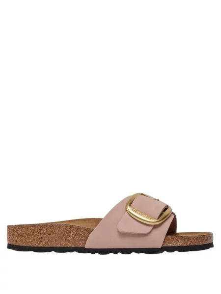 Klapki Birkenstock skórzane na sprzączkę różowe