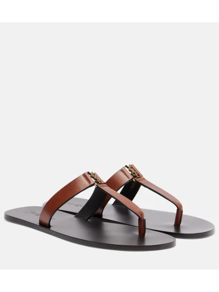 Chiloți tanga Saint Laurent din piele maro