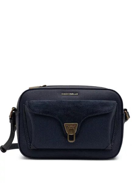 Geanta crossbody Coccinelle din piele de căprioară albastru