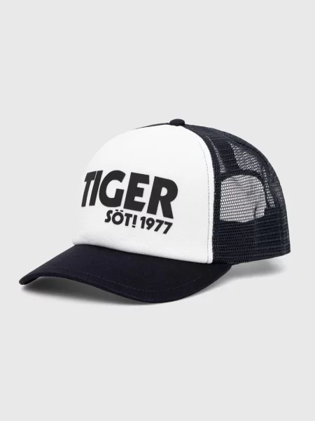 Шапка с козирка Tiger Of Sweden Vectura с принт тъмносиньо
