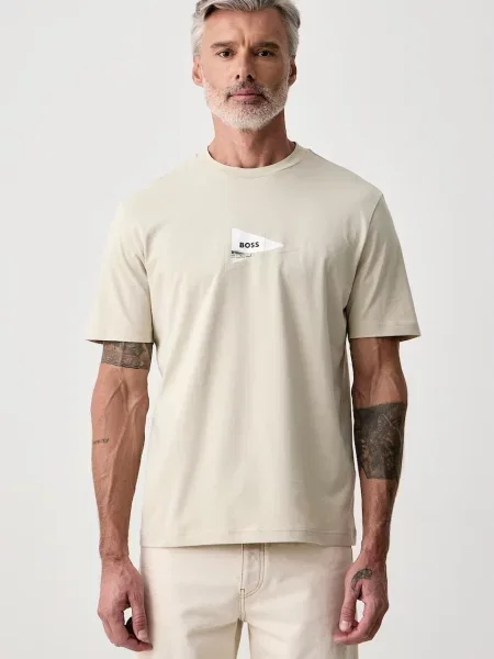 BOSS Green tricou pentru bărbați din cu TS_Network Photo bej