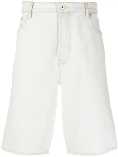 Pantaloni scurți din denim Kenzo cu broderie albastru