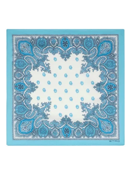 Fular Etro de mătase cu model paisley albastru