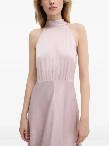 Rochie midi Samsøe Samsøe până la genunchi cu gât halter de costum roz