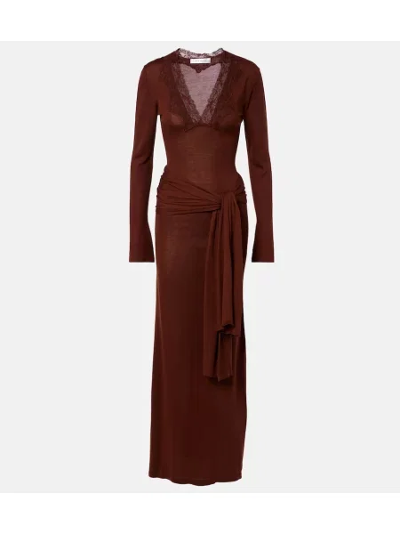 Rochie maxi Aya Muse din dantelă maro