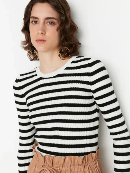 Trendyol Pulover negru alb