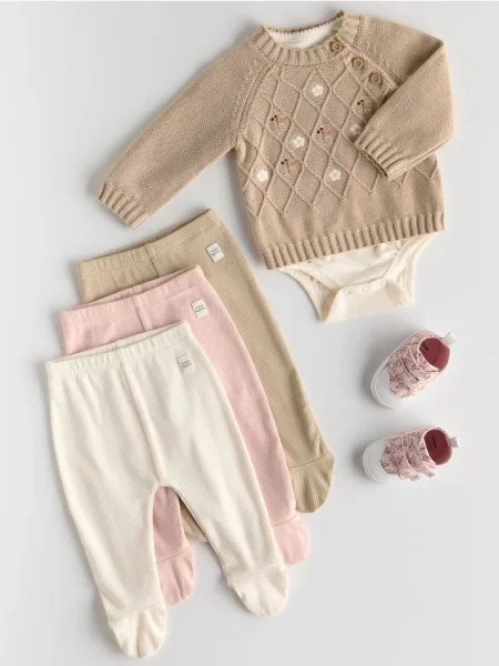 Reserved legginsy 3 pack beżowy