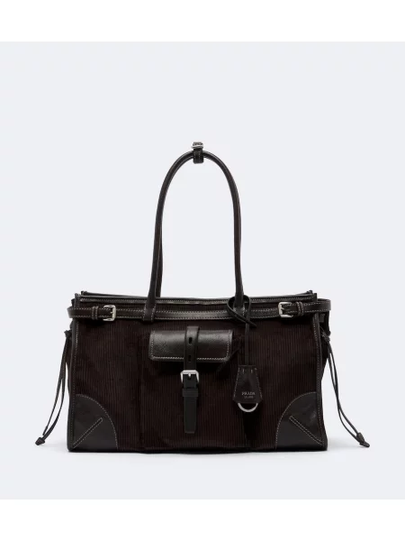 Geantă Prada de catifea cord maro