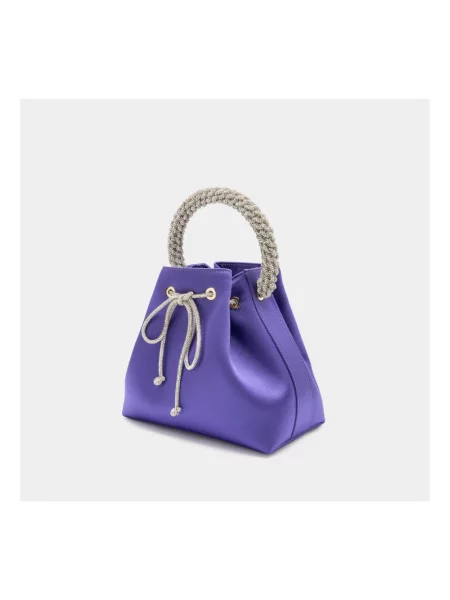 Satynowa mała torebka Hibourama z cyrkoniami szara