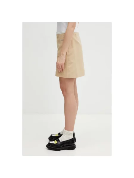 Maison Kitsuné spódnica Patch Pocket brązowa
